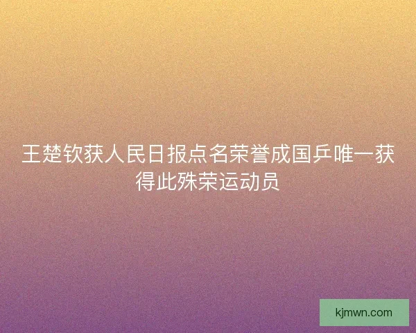 王楚钦获人民日报点名荣誉成国乒唯一获得此殊荣运动员