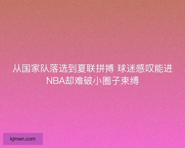 从国家队落选到夏联拼搏 球迷感叹能进NBA却难破小圈子束缚