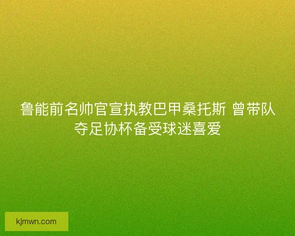 鲁能前名帅官宣执教巴甲桑托斯 曾带队夺足协杯备受球迷喜爱